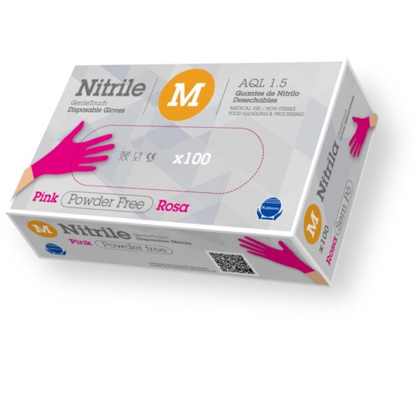Guante desechable Nitrilo Rosa Magenta 100 und.